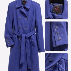 Isaac Mizrahi Royal Blue Double-Breasted Trench Coat